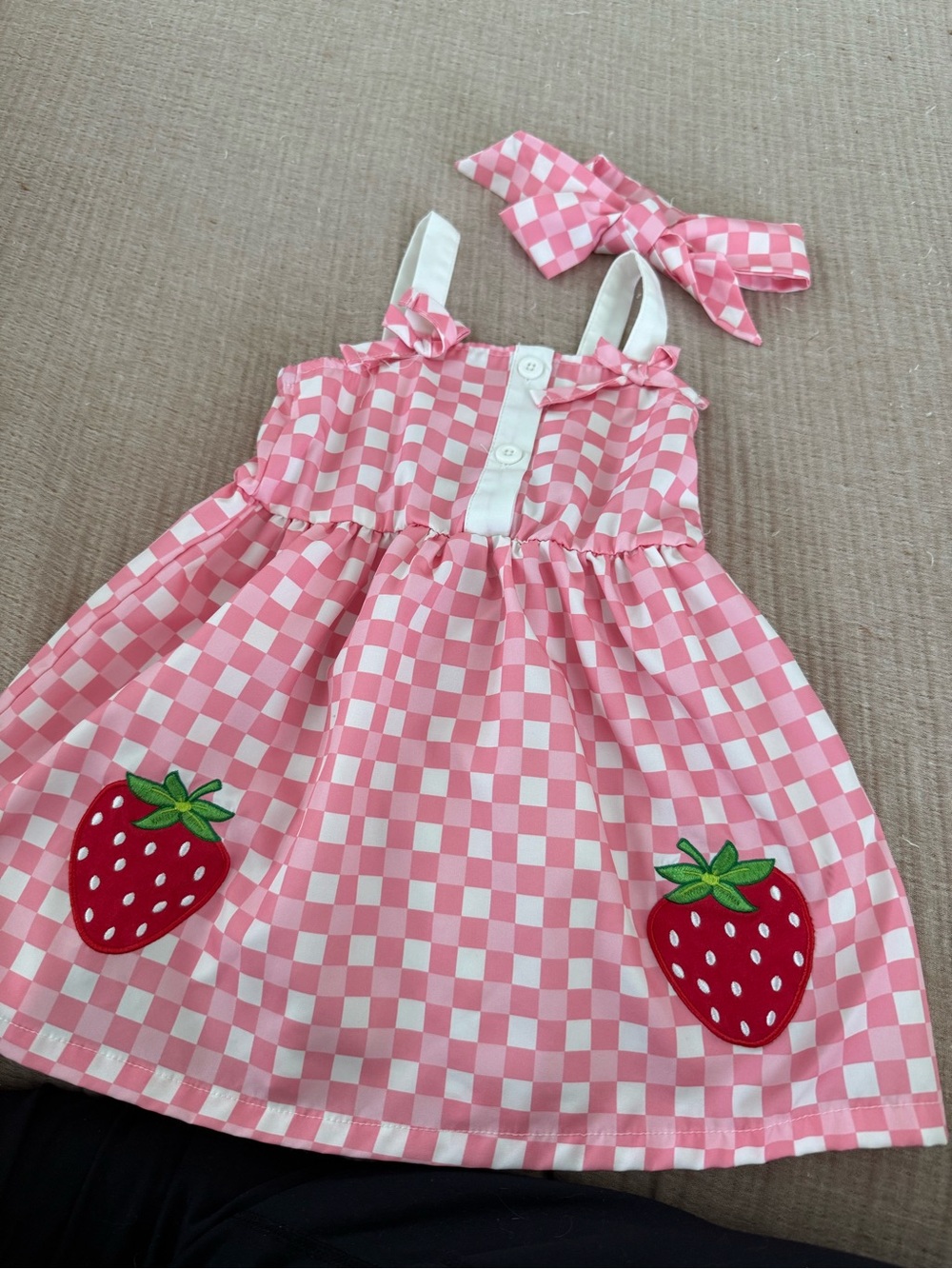 Girls Pink Check Elastic Waist Bikini Bottoms - 12-18M